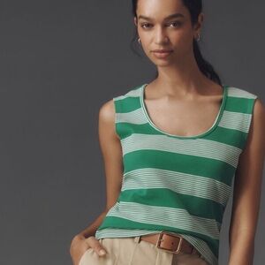 Anthropologie Striped Green Sleeveless Knit Top